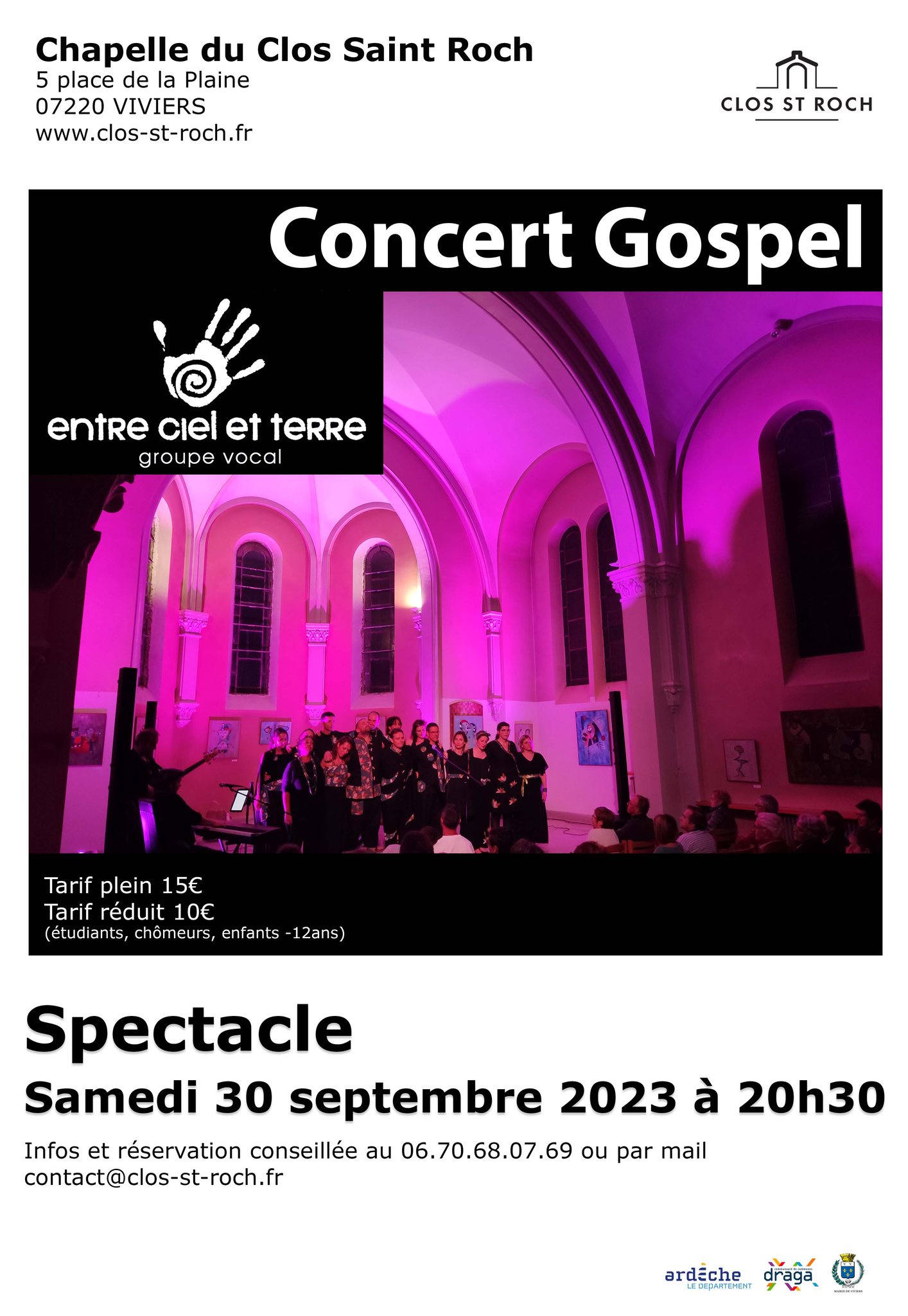 Affiche concert gospel Entre Ciel et Terre à Viviers en 2023